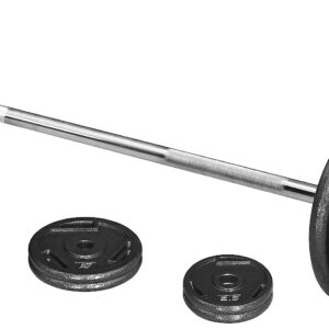 Signature Fitness Cast Iron Standard Weight Plates Including 5FT Standard Barbell with Star Locks, 45-Pound Set (35 Pounds Plates + 10 Pounds Barbell), Multiple Packages, Style #3