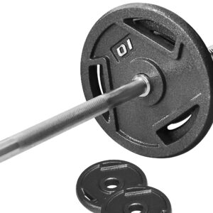 Signature Fitness Cast Iron Standard Weight Plates Including 5FT Standard Barbell with Star Locks, 45-Pound Set (35 Pounds Plates + 10 Pounds Barbell), Multiple Packages, Style #3