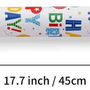 CAMKUZON Reversible Birthday Wrapping Paper Roll for Boys Girls Kids Men Women - Colorful Happy Birthday Lettering Balloon and Stars - Gift Wrap Paper for Birthday Party Holiday, 17.7 Inch X 33 Feet