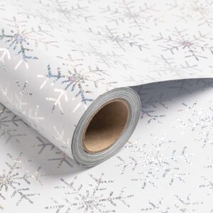 ruspepa christmas wrapping paper, jumbo roll wrapping paper - white shiney snowflake design for holiday gift wrap - 24 inches x 100 feet