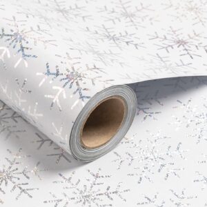 RUSPEPA Christmas Wrapping Paper, Jumbo Roll Wrapping Paper - White Shiney Snowflake Design for Holiday Gift Wrap - 24 Inches x 100 Feet