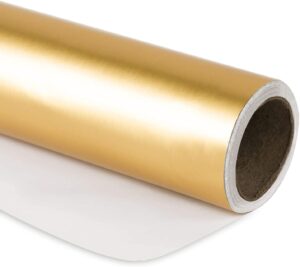ruspepa golden metallic wrapping paper - solid color matte paper perfect for wedding, christmas, baby shower - 17.5 inches x 32.8 feet