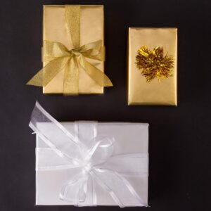 RUSPEPA Golden Metallic Wrapping Paper - Solid Color Matte Paper Perfect for Wedding, Christmas, Baby Shower - 17.5 Inches X 32.8 Feet