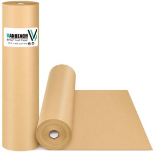 vanhench brown large kraft paper roll 17.8"x 2400", craft paper roll for bulletin board kids arts crafts packing wrap moving shipping poster floor covering crafting drawing craft table