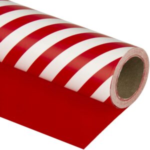 wrapaholic reversible wrapping paper - red and stripes design for birthday, holiday, wedding, baby shower wrap - 30 inch x 33 feet