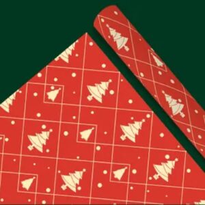 ARAOUE Christmas wrapping paper wrapping paper Christmas gift box snowflake elk color wrapping paper BZZ009 - Christmas tree on a red background (set of 5 photos)