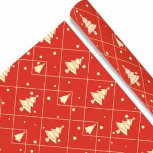 ARAOUE Christmas wrapping paper wrapping paper Christmas gift box snowflake elk color wrapping paper BZZ009 - Christmas tree on a red background (set of 5 photos)