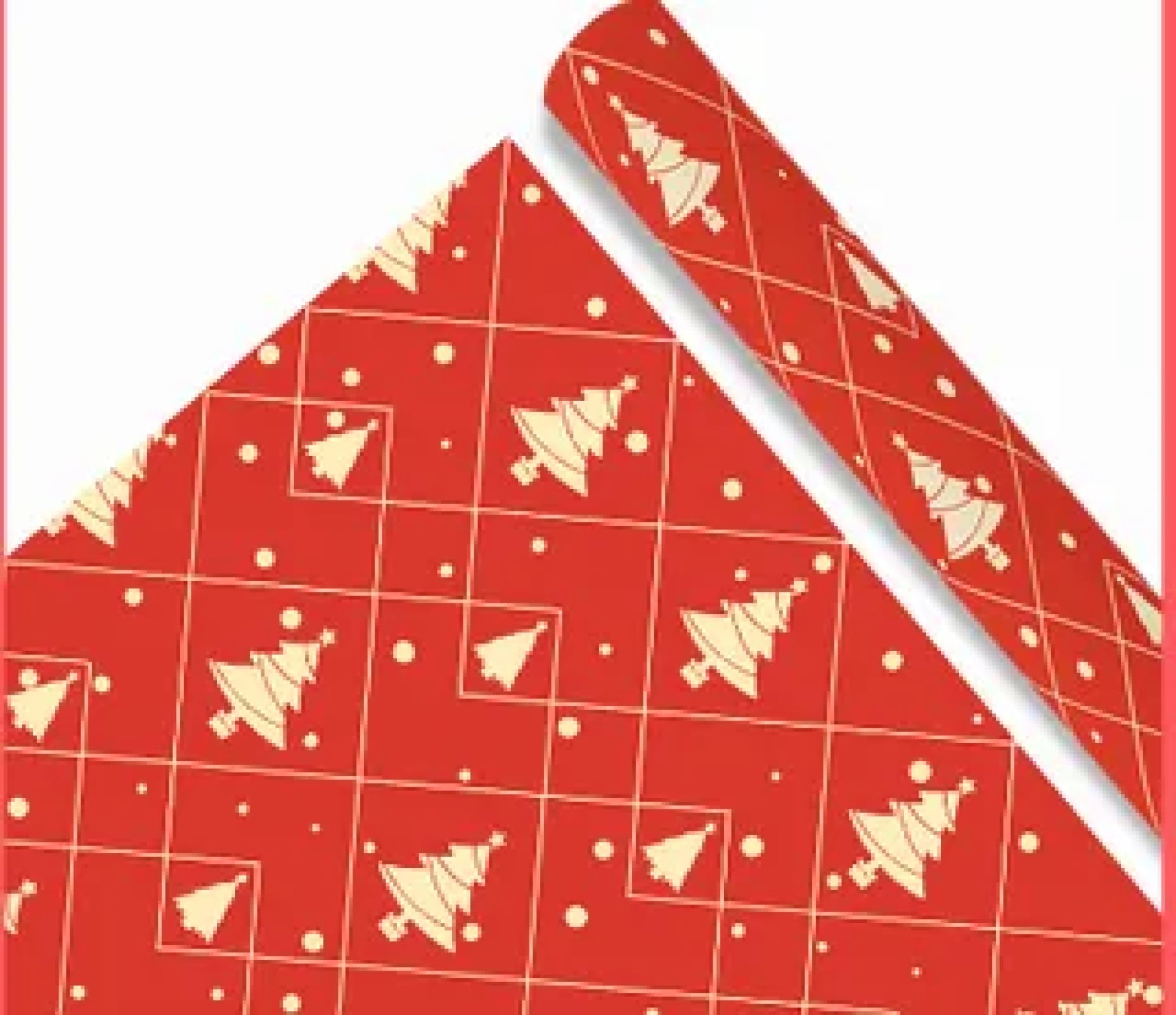 ARAOUE Christmas wrapping paper wrapping paper Christmas gift box snowflake elk color wrapping paper BZZ009 - Christmas tree on a red background (set of 5 photos)