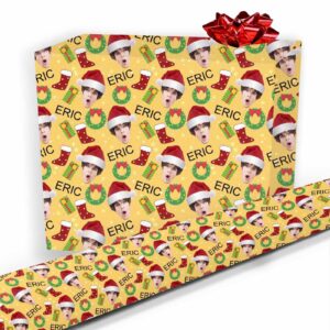 jaydouble custom christmas wrapping paper personalized wrap paper with names and photos for adults kids boys girls friends couples,merry christmas xmas festive wrapping paper 58" x 23