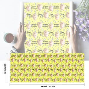 Oktaha Custom Gift Wrapping Paper for Birthday Christmas Holiday Party, Personalized Funny Faces Wrapped Paper, Made IN USA, Multi Designs, Roll 58"x 23" (Pattern-24)