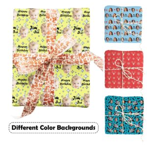 Oktaha Custom Gift Wrapping Paper for Birthday Christmas Holiday Party, Personalized Funny Faces Wrapped Paper, Made IN USA, Multi Designs, Roll 58"x 23" (Pattern-24)