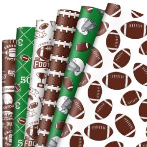 anydesign 12 sheet rugby wrapping paper football helmet gift wrap paper bulk white green brown art paper for diy crafts sport events wedding birthday gift packing, 19.7 x 27.6 inch, folded flat