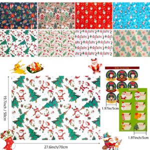 KESTAR Christmas Wrapping Paper, Flat 8 Sheets Christmas Wrapping Paper Set for Kids Women Men, Recycled Gift Wrapping Paper Sheets for Xmas New Year Holiday Party, 20×28inch Each