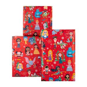 Hallmark 12m Multipack Christmas Wrapping Paper - 3 Rolls in Red Disney 100 Design