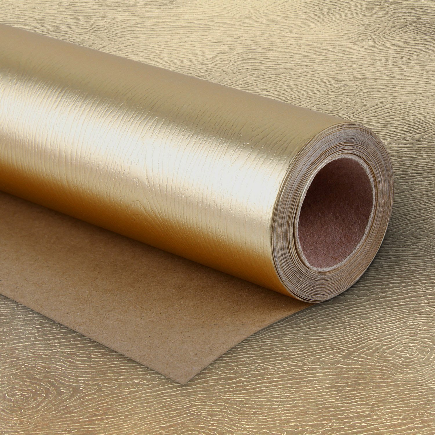 WRAPAHOLIC Wrapping Paper Roll - Basic Texture Matte Gold for Birthday, Holiday, Wedding, Baby Shower Wrap - 30 inch x 16.5 feet