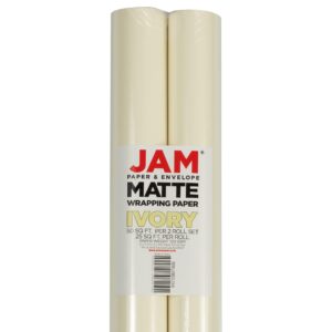 JAM Paper Gift Wrap - Matte Wrapping Paper - 50 Sq Ft Total (30 in x 10 Ft Each) - Matte Ivory - 2 Rolls/Pack