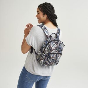 Vera Bradley Women's Cotton Small Backpack, Black - Recycled Cotton, One Size