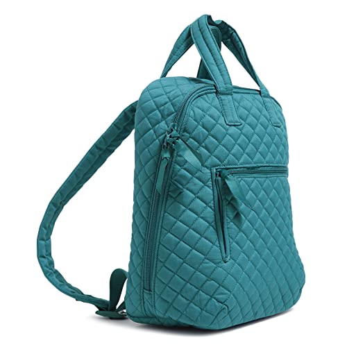 Vera Bradley Women's Cotton MiniTotepack Backpack, Forever Green - Recycled Cotton, One Size