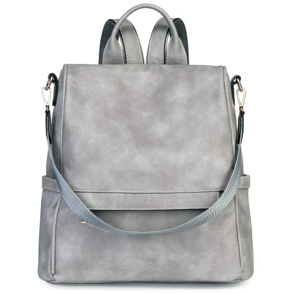 CLUCI Women Backpack Purse Fashion Two-Toned Vintage Leather Large Travel Bag Ladies Shoulder Bags Gray