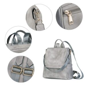 CLUCI Women Backpack Purse Fashion Two-Toned Vintage Leather Large Travel Bag Ladies Shoulder Bags Gray