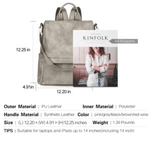 CLUCI Women Backpack Purse Fashion Two-Toned Vintage Leather Large Travel Bag Ladies Shoulder Bags Gray