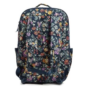 Vera Bradley Women's, Cotton Large Travel Backpack Travel Bag, Fresh-cut Floral Green, One Size