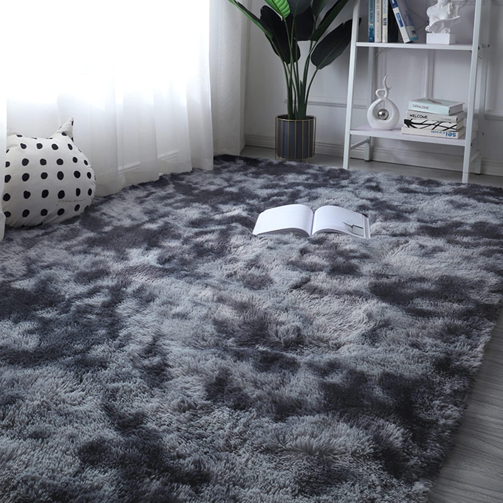 ROCYJULIN Area Rugs 6x9 for Bedroom, Fluffy Rugs for Living Room, Ultra Soft Non-Slip Large Shag Fuzzy Rug for Nursery, Kids, Girls, Boys, Dark Grey