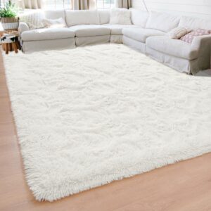 beglad fluffy rugs for living room, 6x9 feet large area rugs upgrade anti-skid modern minimalist style memory foam rugs for bedroom, indoor carpet suitable for boys room decor, cream white