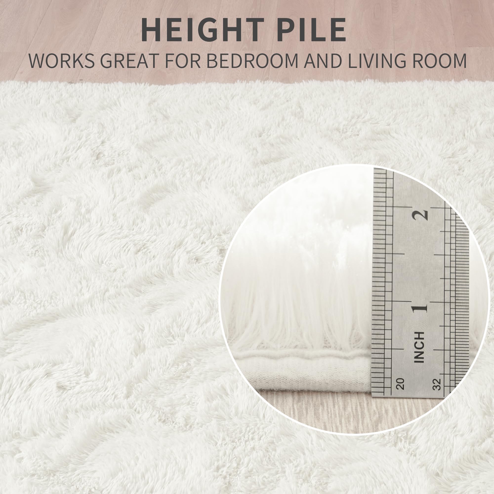 Beglad Fluffy Rugs for Living Room, 6x9 Feet Large Area Rugs Upgrade Anti-Skid Modern Minimalist Style Memory Foam Rugs for Bedroom, Indoor Carpet Suitable for Boys Room Decor, Cream White