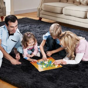 8x10 Feet Shag Area Rugs, Large Shag Fluffy Bedroom Carpet, Soft Rugs for Nursery, Furry Rugs for Girls Boys Kids Room, Extra Large Fuzzy Rug, Shag Carpet, Black