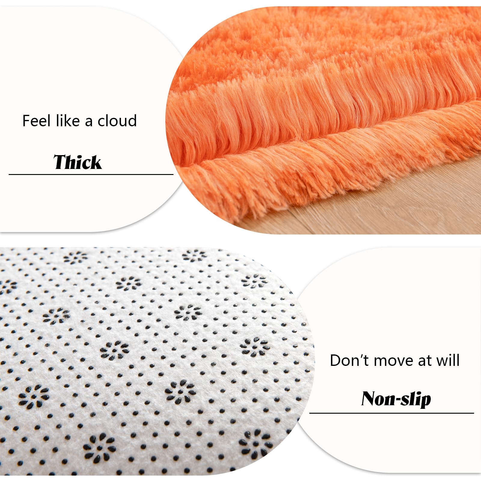 Rtizon Fluffy Rugs for Girls Bedroom, 3x5 Feet Soft Shaggy Orange Area Rug for Kids Playroom Living Room Dorm, Kawaii Tie-Dye Princess Rug for Baby Toddler Nursery