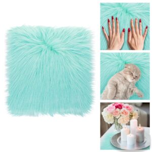 WLLHYF 10 Inches Mini Square Faux Fur Rug， Small Fluffy Area Rug Cushion for Living Room Sofa Bedroom Floor Soft Square Chair Cover Seat Pad Nail Mat for Photographing Background of Jewelry