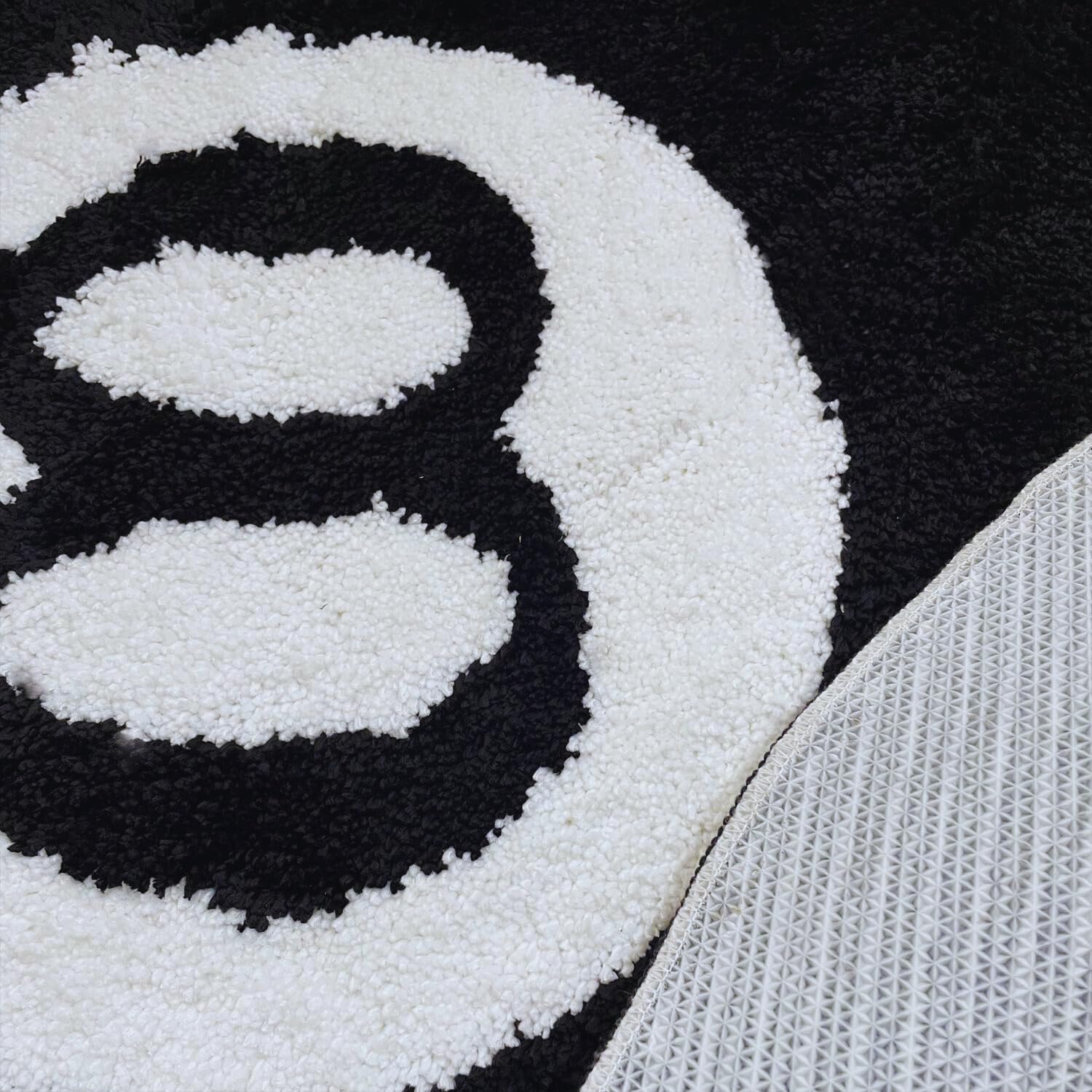 8 Ball Rug Billboard Pool Eight Ball Carpet Hypebeast Rug Cool Round Area Rugs for Bedroom Bathroom Living Room Aesthetic Non-Slip Fluffy Black Rug Alt Room Decor (24in)