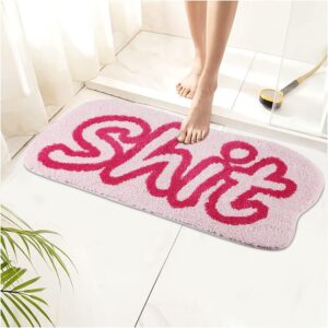 carmoion funny cute rugs for bedroom bathroom dorm kitchen non slip rubber backed machine washable,funky cool rugs colorful fluffy shaggy bedside accent rug 35"x18"(shit)