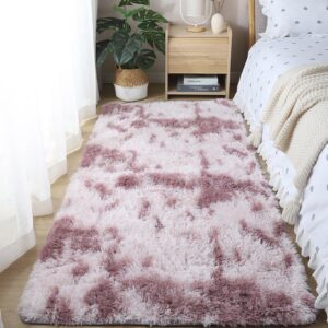 large super soft carpet - 31.5x63 inch fluffy shaggy fuzzy plush thick rugs for bedroom living room cute room nursery room - carpet rugs decor - for girls boys (purple)