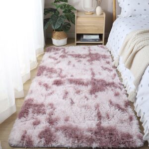 Large Super Soft Carpet - 31.5x63 Inch Fluffy Shaggy Fuzzy Plush Thick Rugs for Bedroom Living Room Cute Room Nursery Room - Carpet Rugs Decor - for Girls Boys (Purple)