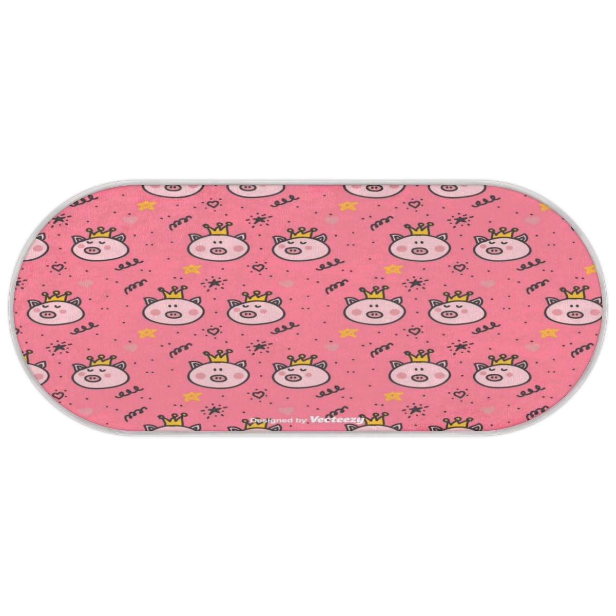 Tavisto Pinky Pig Fluffy Oval Shaggy Rugs for Bedroom Aesthetic Plush Floor Mat - Soft and Absorbent - Ideal for Living Room,Home Decor, and Playrooms