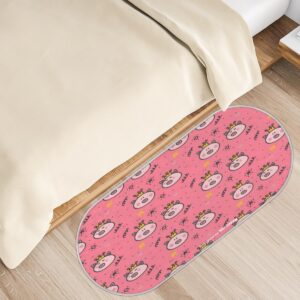 Tavisto Pinky Pig Fluffy Oval Shaggy Rugs for Bedroom Aesthetic Plush Floor Mat - Soft and Absorbent - Ideal for Living Room,Home Decor, and Playrooms