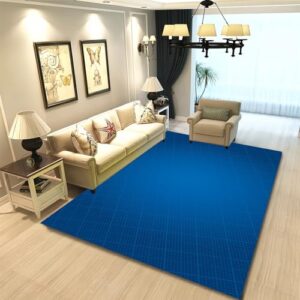 Blue Cool Checkered Area Rugs for Kitchen 3x4ft/36x48in/90x120cm, Living Room Bedroom Area Rug Fluffy Plush High Pile Carpet