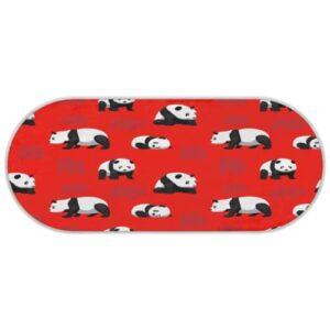 Panda Red Pattern Oval Rug Small Rugs for Bedroom Bedside Cute Animal Bedroom Rug Soft Shag Runner Carpet Modern Fluffy Nursery Area Rugs Home Decor 1.64 x 4 Feet