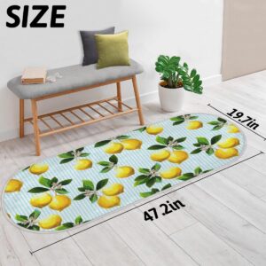 Lemon Tree Stripe Oval Rug Small Rugs for Bedroom Aesthetic Bedside Bedroom Rug Soft Shag Runner Carpet Modern Fluffy Nursery Area Rugs Home Decor 1.64 x 4 Feet