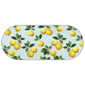 Lemon Tree Stripe Oval Rug Small Rugs for Bedroom Aesthetic Bedside Bedroom Rug Soft Shag Runner Carpet Modern Fluffy Nursery Area Rugs Home Decor 1.64 x 4 Feet