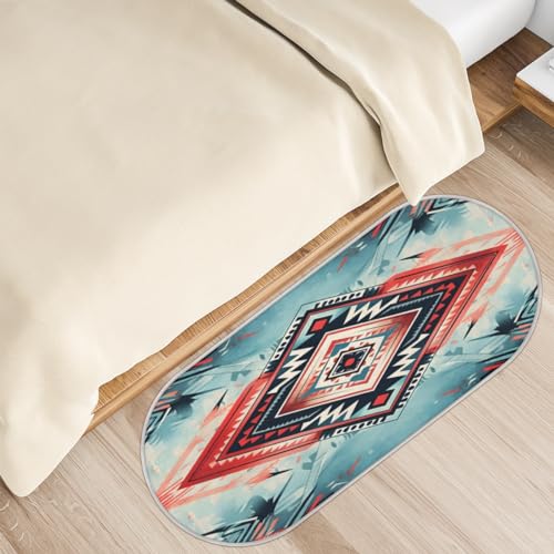 Tavisto Tribal Rectangle Fluffy Oval Shaggy Rugs for Bedroom Aesthetic Plush Floor Mat - Soft and Absorbent - Ideal for Living Room,Home Decor, and Playrooms