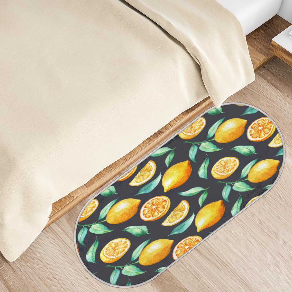 Tavisto Dice The Lemon Fluffy Oval Shaggy Rugs for Bedroom Aesthetic Plush Floor Mat - Soft and Absorbent - Ideal for Living Room,Home Decor, and Playrooms