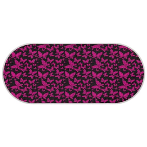 Tavisto Butterfly-Purple Fluffy Oval Shaggy Rugs for Bedroom Aesthetic Plush Floor Mat - Soft and Absorbent - Ideal for Living Room,Home Decor, and Playrooms