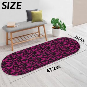 Tavisto Butterfly-Purple Fluffy Oval Shaggy Rugs for Bedroom Aesthetic Plush Floor Mat - Soft and Absorbent - Ideal for Living Room,Home Decor, and Playrooms