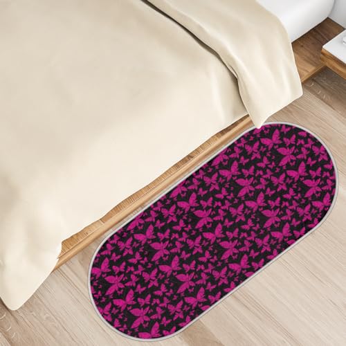 Tavisto Butterfly-Purple Fluffy Oval Shaggy Rugs for Bedroom Aesthetic Plush Floor Mat - Soft and Absorbent - Ideal for Living Room,Home Decor, and Playrooms