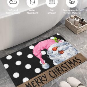 Shag Door Mats Bath Rugs Christmas Pink Dwarf White Point Black,Soft Fluffy Doormats Non Slip Carpet Winter Gnome Brown Linen,Shaggy Fuzzy Area Throw Rug for Kitchen/Bathroom/Bedroom 16x24In