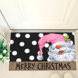 Shag Door Mats Bath Rugs Christmas Pink Dwarf White Point Black,Soft Fluffy Doormats Non Slip Carpet Winter Gnome Brown Linen,Shaggy Fuzzy Area Throw Rug for Kitchen/Bathroom/Bedroom 16x24In