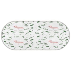 Tavisto Flamingo Green Fluffy Oval Shaggy Rugs for Bedroom Aesthetic Plush Floor Mat - Soft and Absorbent - Ideal for Living Room,Home Decor, and Playrooms